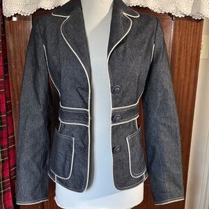 Cynthia Steffe Dark Blue Blazer with White Piping